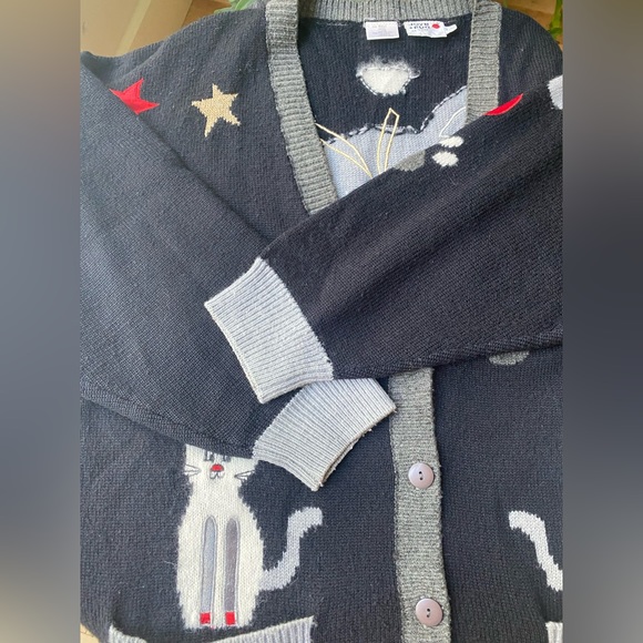 JOYE + FUN knitwear cardigan vintage cat Large - Picture 6 of 13